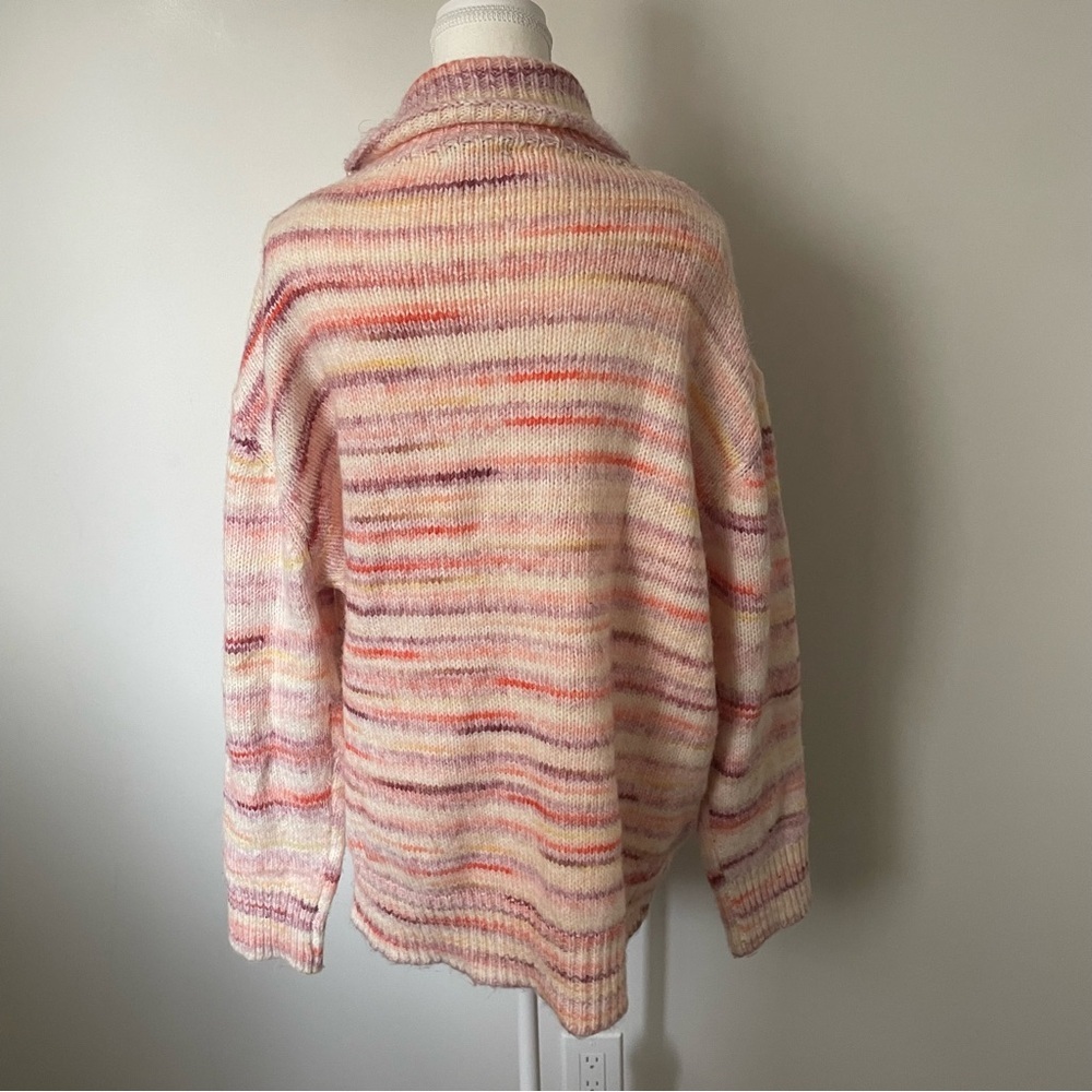Vintage Y2K Mexx Pink Turtleneck Sweater Stripe Colorful Size Extra Large - Picture 2 of 7